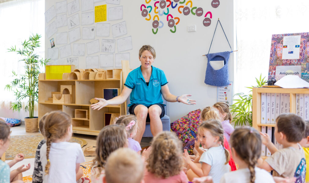 Children partaking in group time with educator at Branxton early education centre