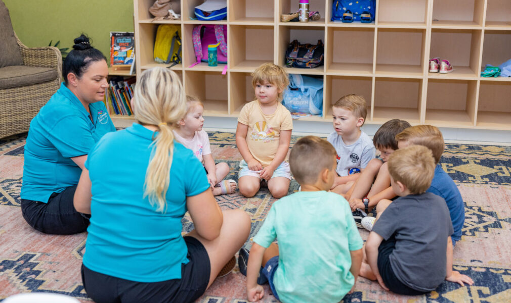 Children and educators in a group time at Chisholm early education centre