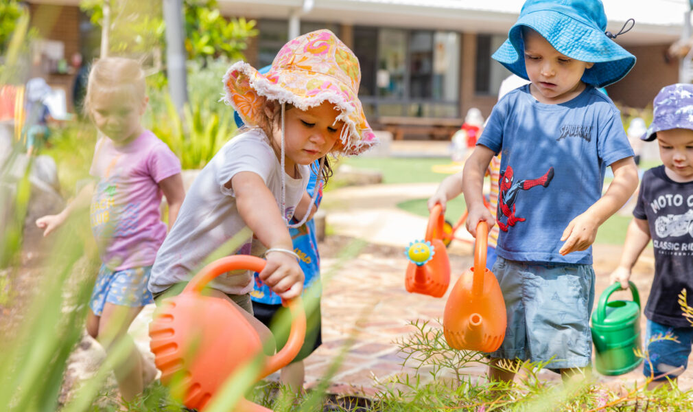 Children tending to gardens at Maitland early education centre